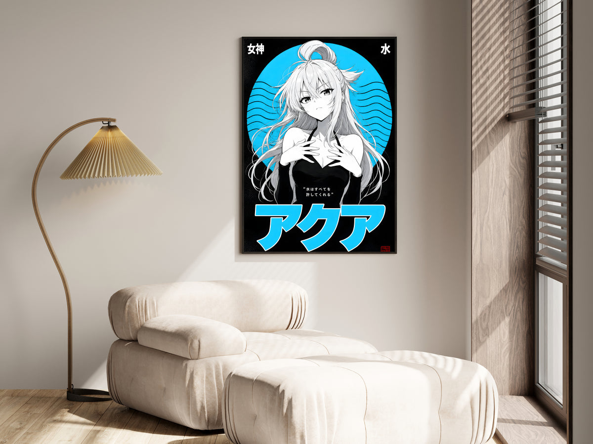 KonoSuba Aqua Monochrome Circle Portrait Anime Poster — i01455