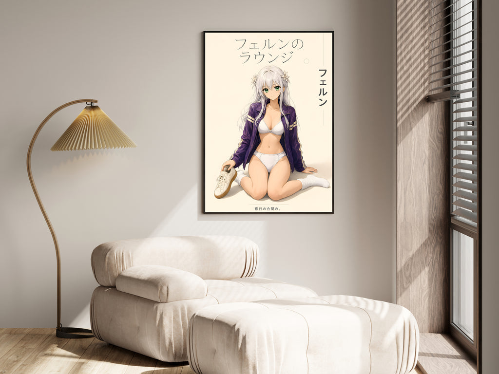 Frieren Silver-Haired Lounge Fashion Anime Poster — i01455