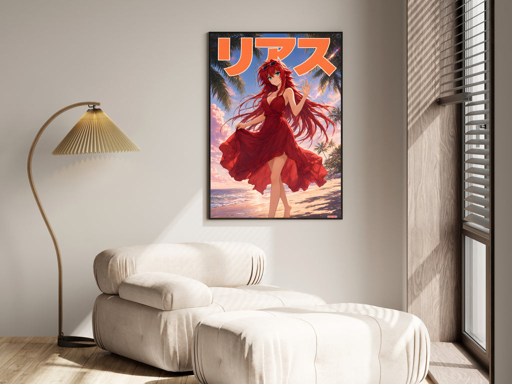 High School DxD Rias Tropical Red Dress Anime Poster — i01455