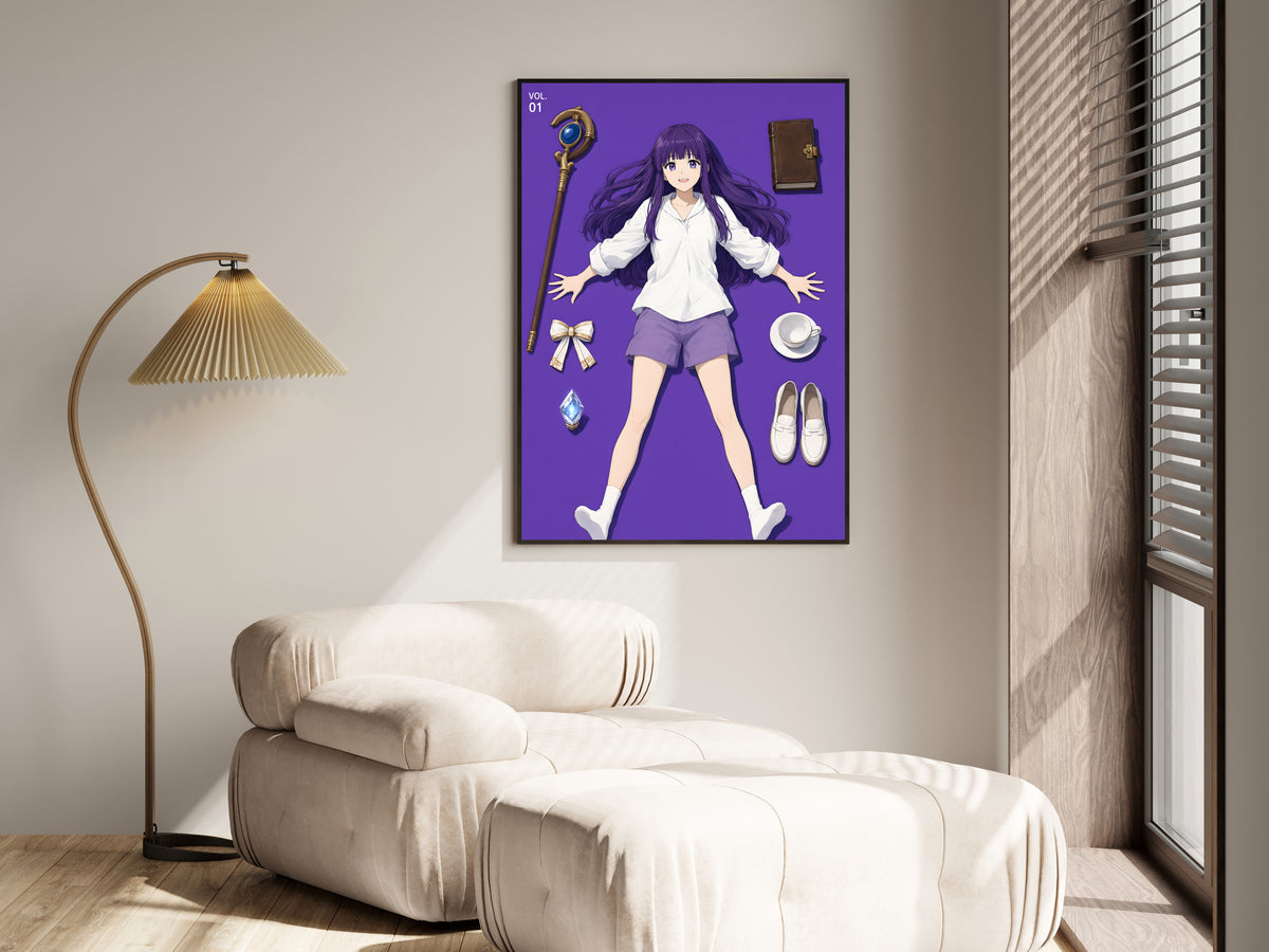 Frieren Fern Flatlay Editorial Anime Poster — i01455