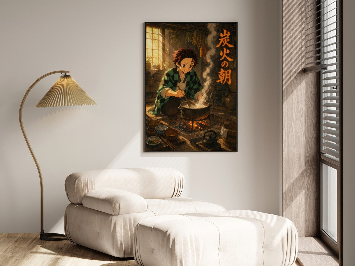 Demon Slayer Tanjiro Ghibli Set Charcoal Morning Anime Poster