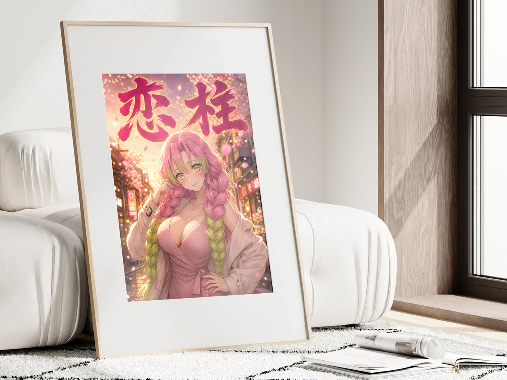 Mitsuri fashion anime poster — floor frame mockup
