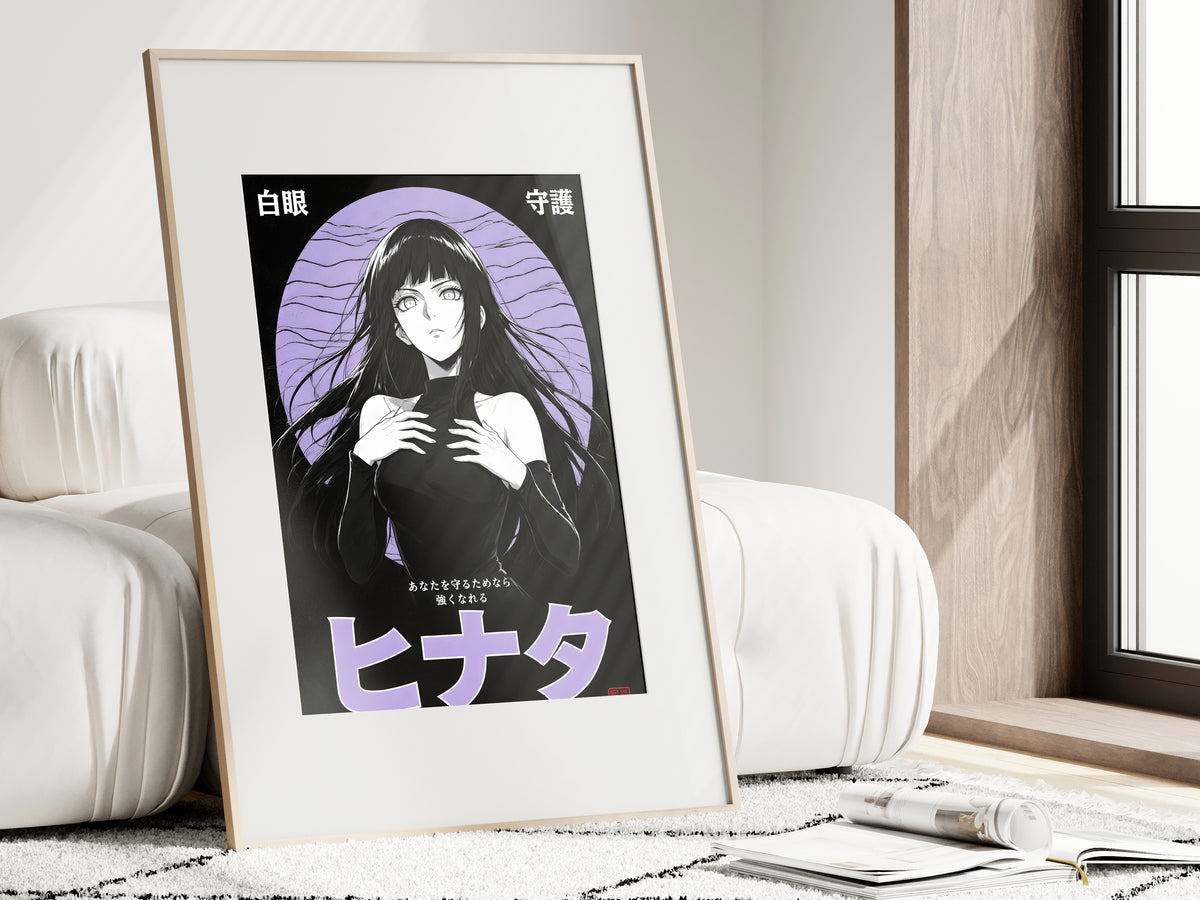 Naruto Hinata Monochrome Circle Portrait Anime Poster — i01462