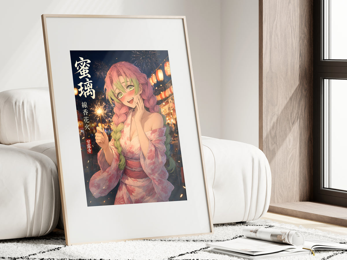 Demon Slayer Mitsuri Sparkler Festival Anime Poster — i01462