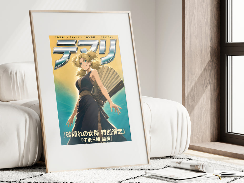 Naruto Temari Gold Chrome Giant Fan Anime Poster — i01462