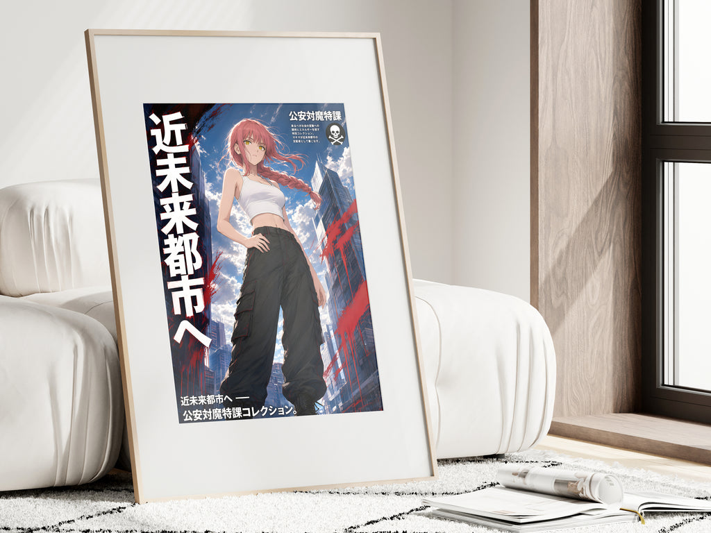 Chainsaw Man Makima Future City Streetwear Anime Poster — i01462