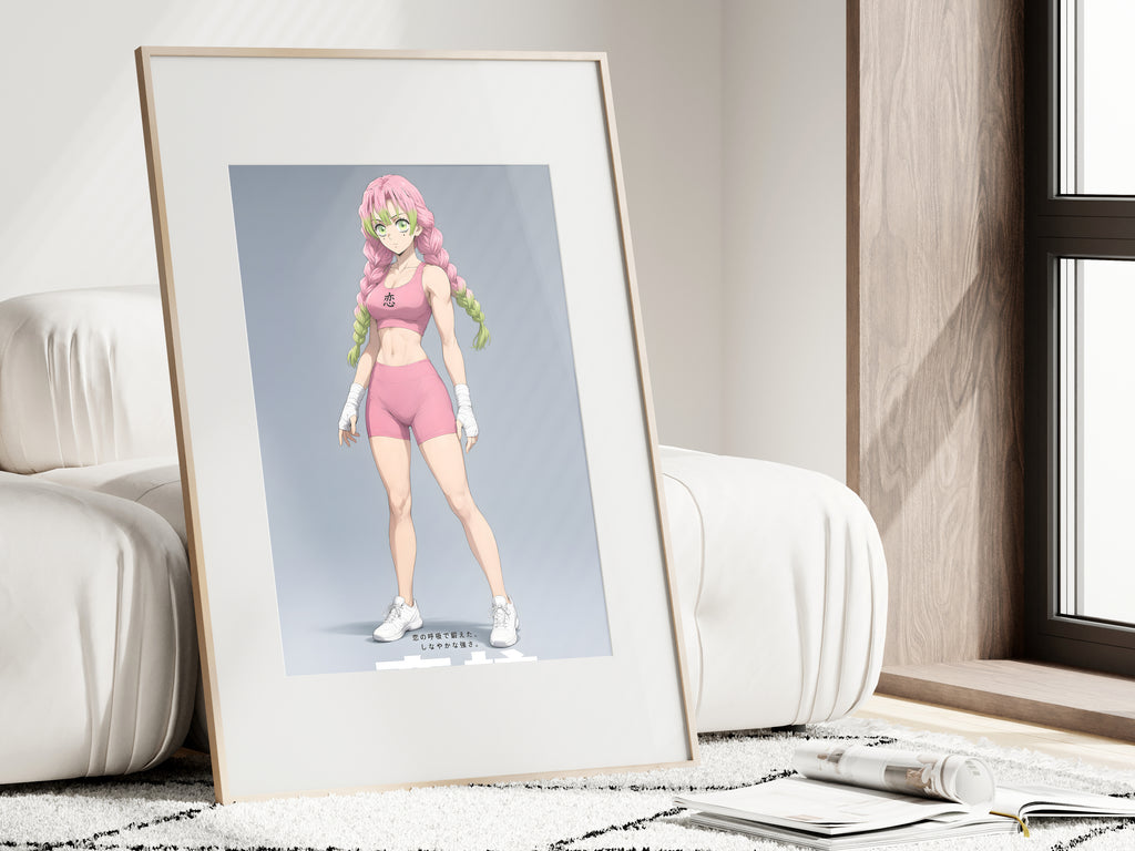 Demon Slayer Mitsuri Pink Athletic Portrait Anime Poster — i01462