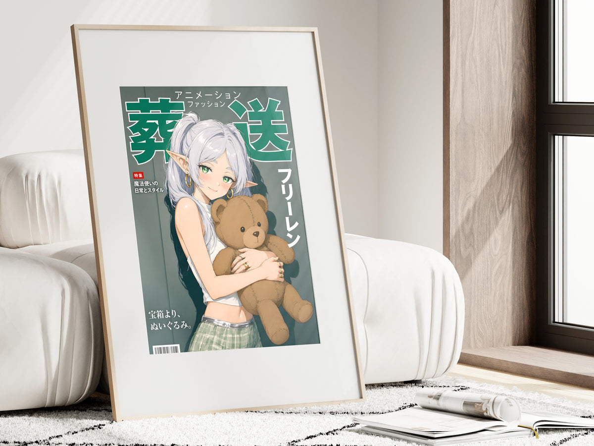 Frieren Teddy Bear Portrait Anime Poster — i01462