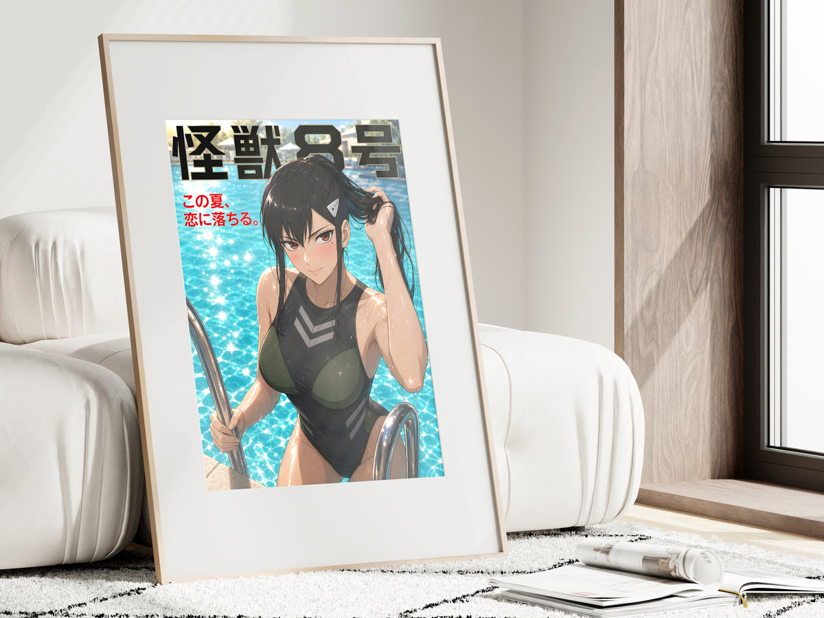 Kaiju No. 8 Mina Ashiro Poolside Tactical Swimwear Anime Poster — i01462