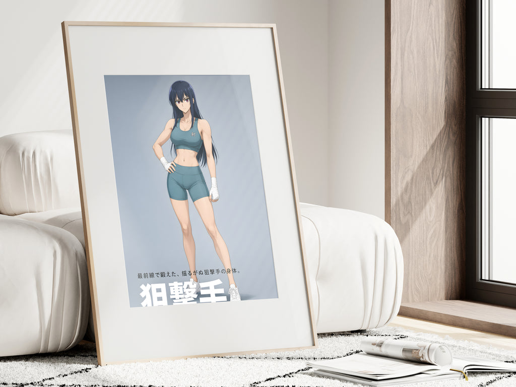 Kaiju No. 8 Mina Ashiro Teal Athletic Portrait Anime Poster — i01462