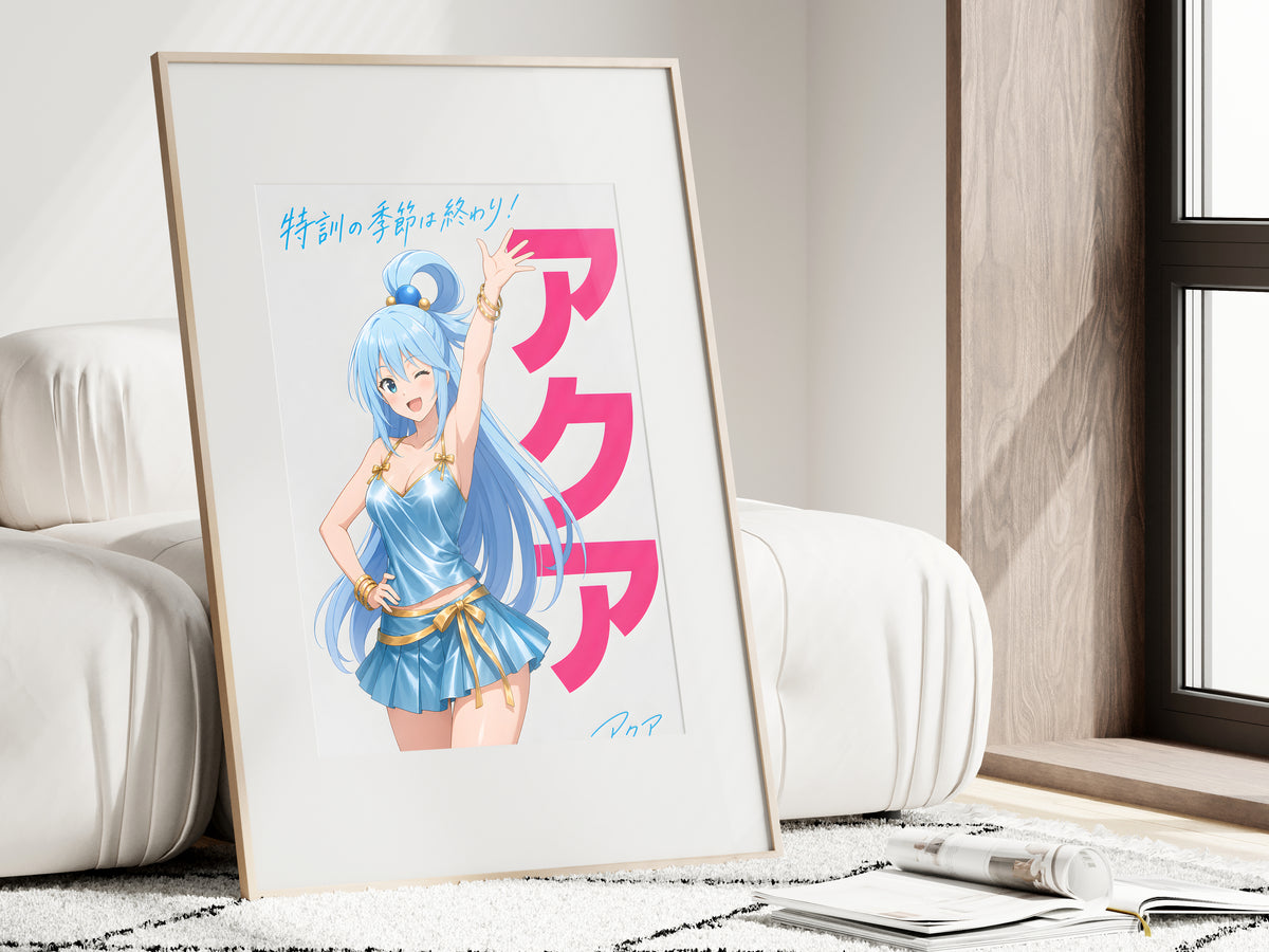 KonoSuba Aqua Blue Gold Dress Anime Poster — i01462
