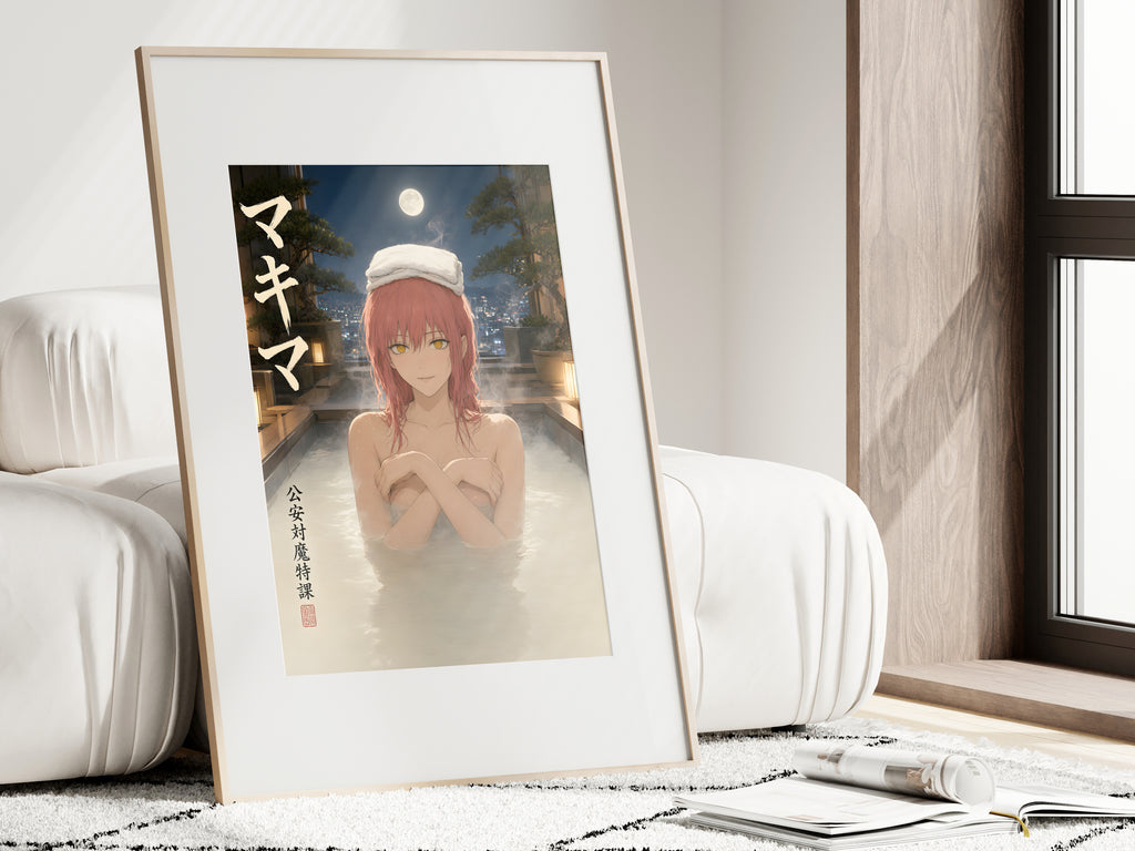 Chainsaw Man Makima Moonlit Onsen Portrait Anime Poster — i01462
