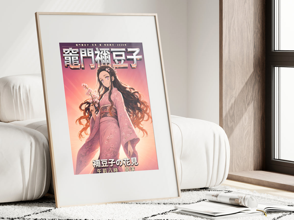 Demon Slayer Nezuko Hanami Dawn Kimono Anime Poster — i01462