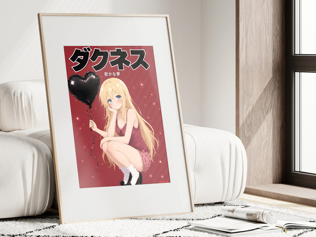 Konosuba Darkness Black Heart Balloon Anime Poster — i01462