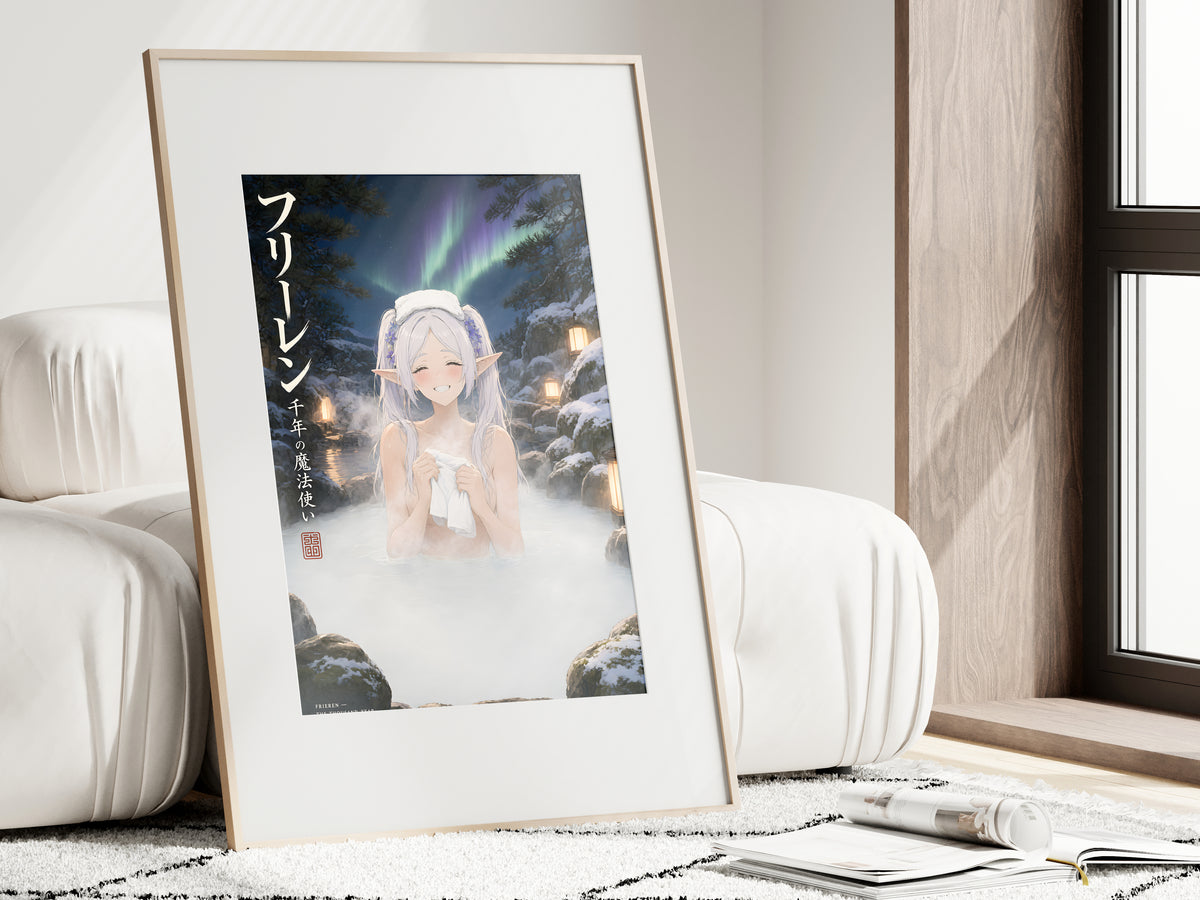 Frieren Aurora Stone Onsen Anime Poster — i01462