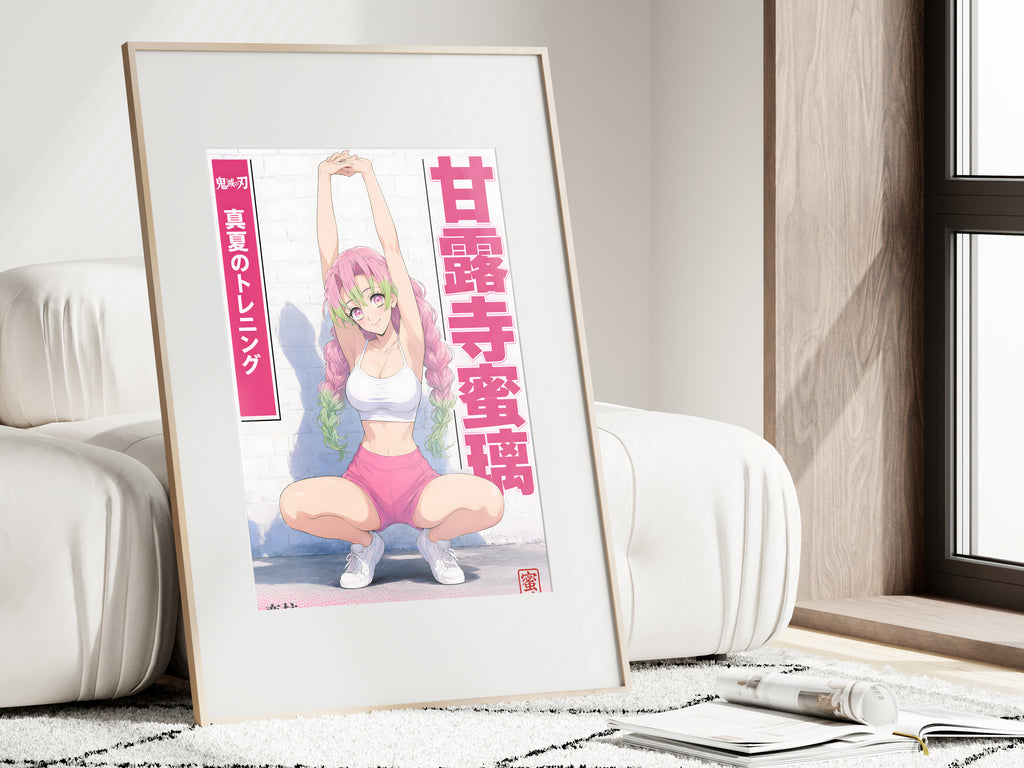 Demon Slayer Mitsuri White Brick Stretch Anime Poster — i01462