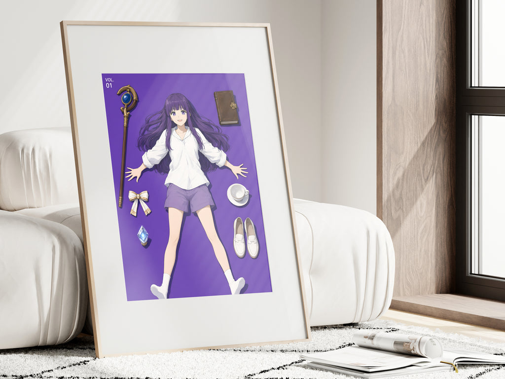 Frieren Fern Flatlay Editorial Anime Poster — i01462