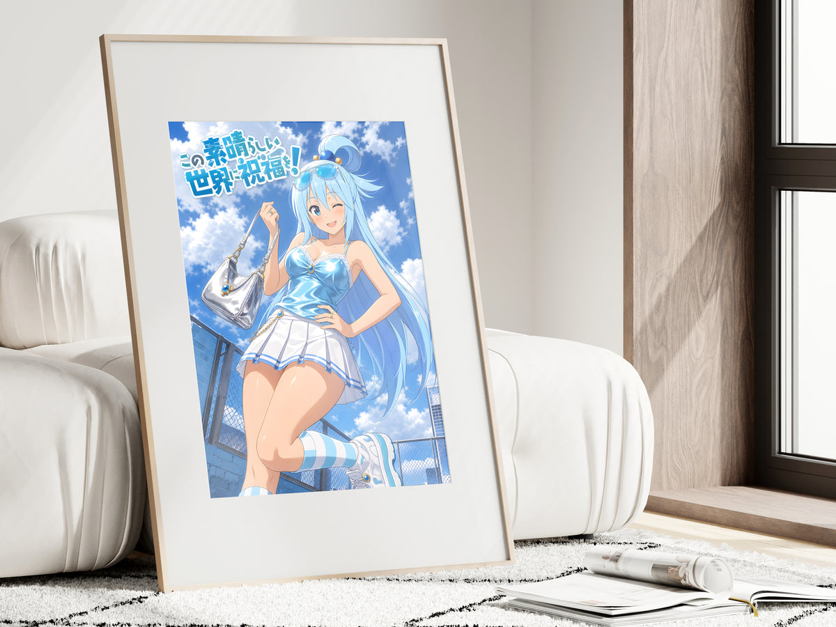 KonoSuba Aqua Blue Summer Fashion Anime Poster — i01462