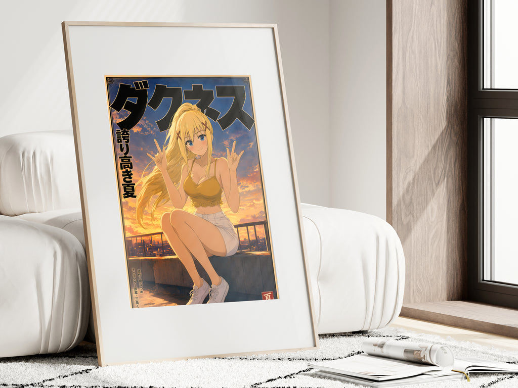 KonoSuba Darkness Golden Rooftop Portrait Anime Poster — i01462