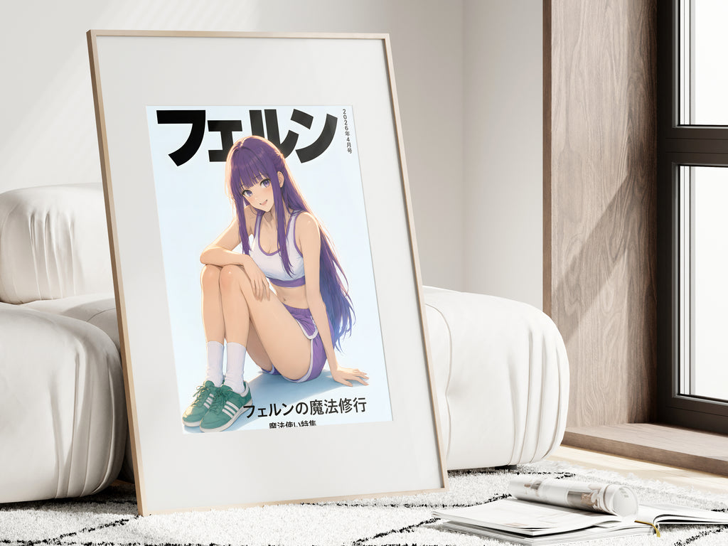Frieren Fern Seated Sports Cover Anime Poster — i01462