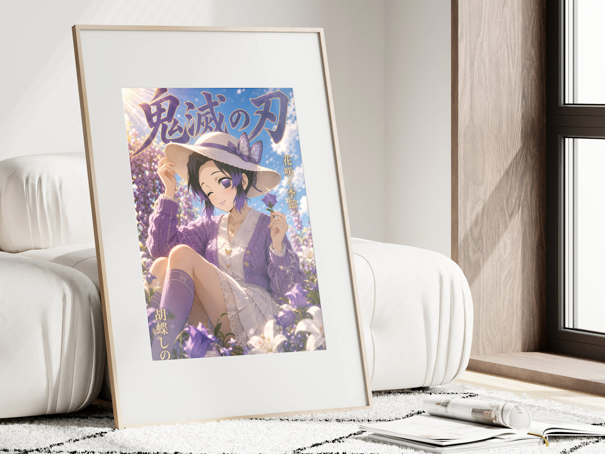 Demon Slayer Shinobu Wisteria Sunhat Garden Anime Poster — i01462