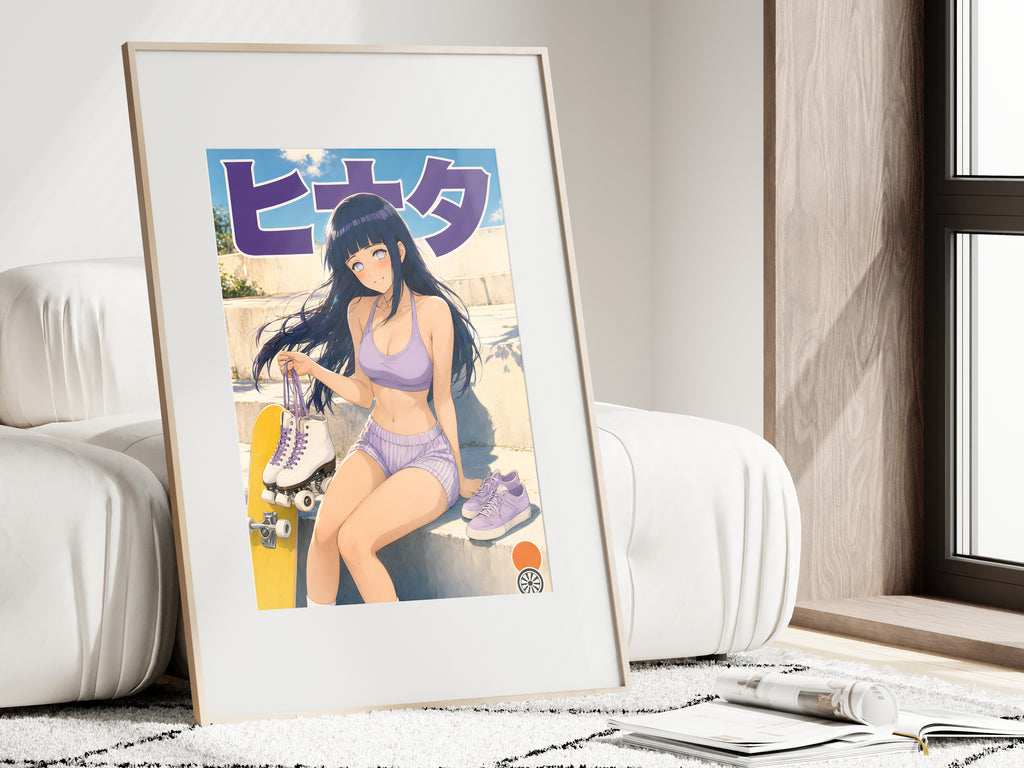 Naruto Hinata Purple Roller Skate Anime Poster — i01462