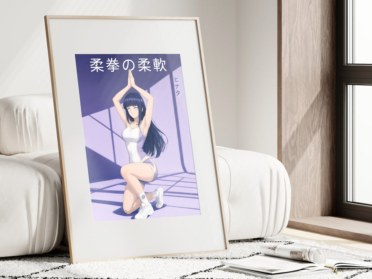 Naruto Hinata Lavender Kneeling Stretch Anime Poster — i01462