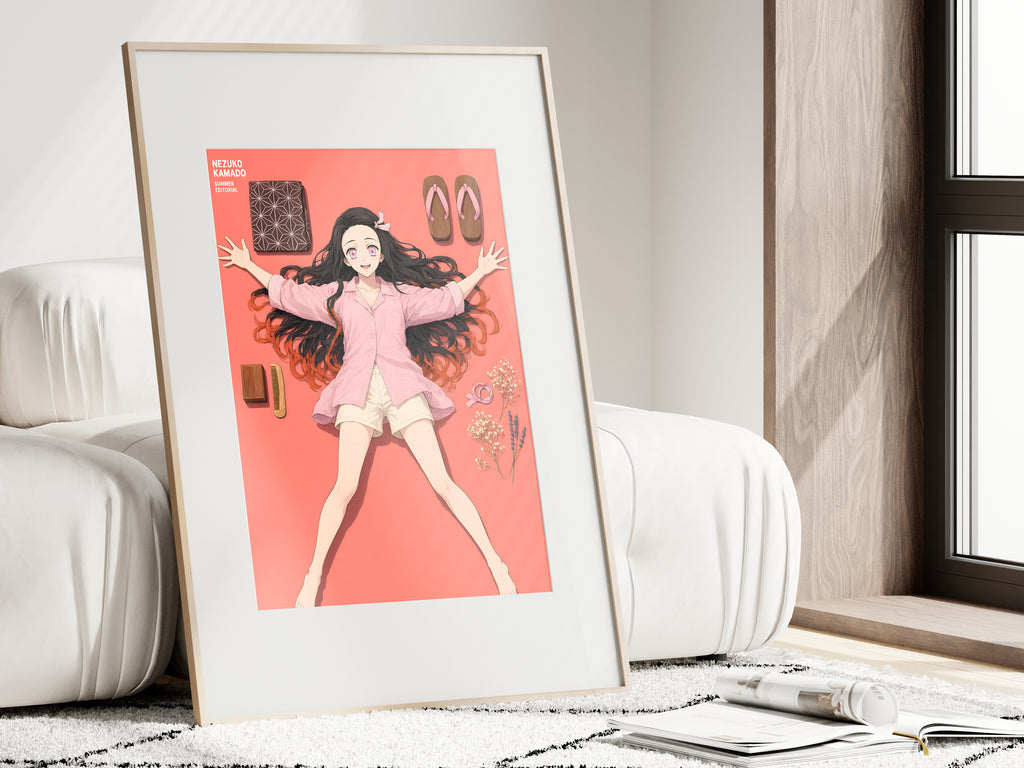 Demon Slayer Nezuko Flatlay Editorial Anime Poster — i01462