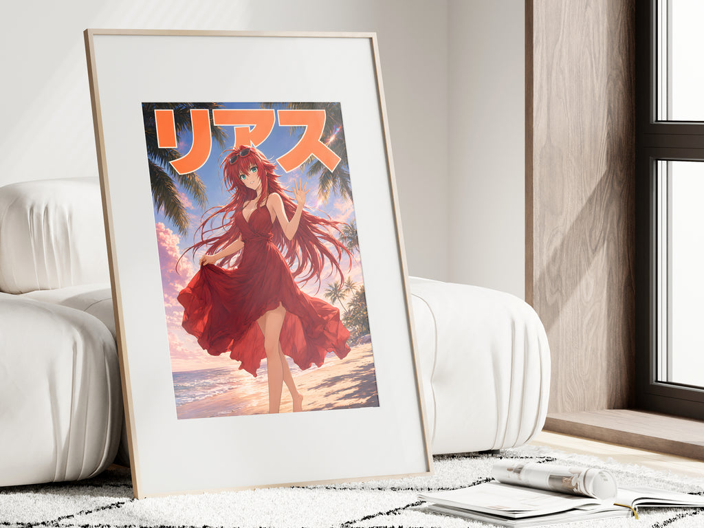 High School DxD Rias Tropical Red Dress Anime Poster — i01462