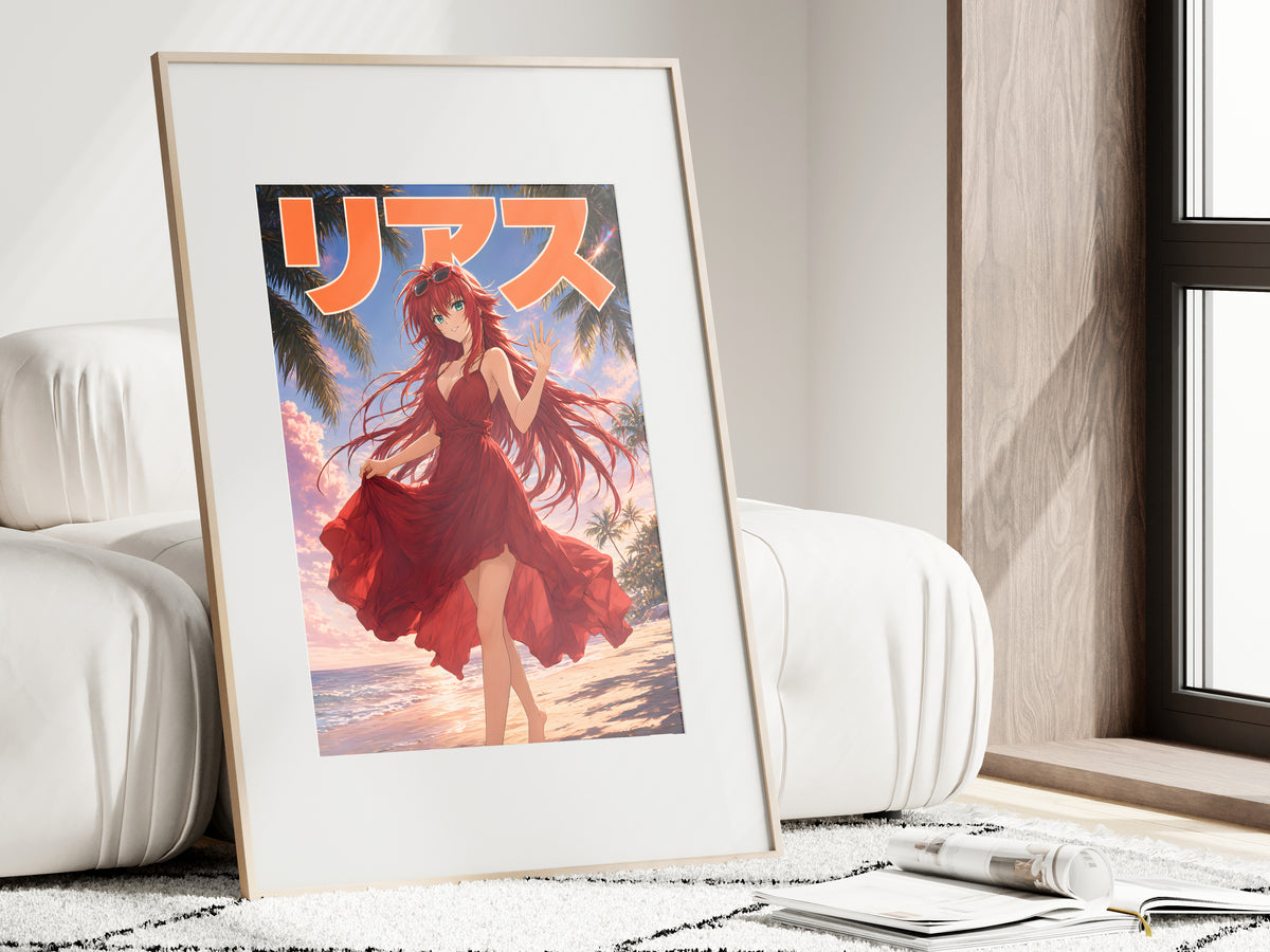 High School DxD Rias Tropical Red Dress Anime Poster — i01462