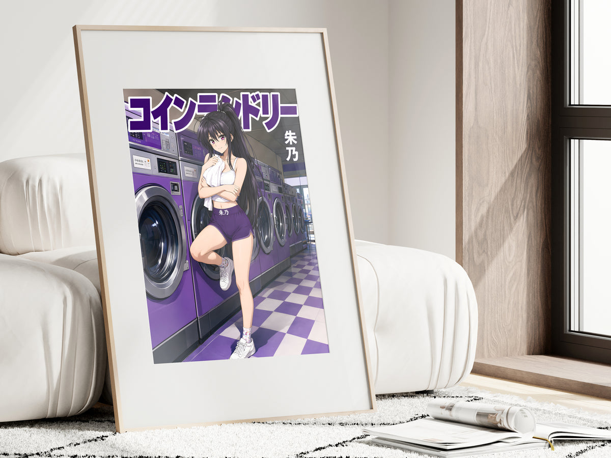 High School DxD Akeno Purple Laundromat Anime Poster — i01462