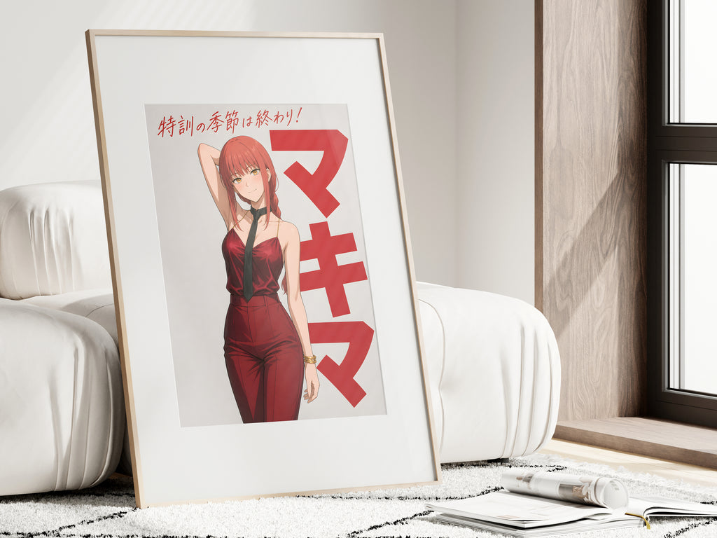 Chainsaw Man Makima Crimson Jumpsuit Editorial Anime Poster — i01462