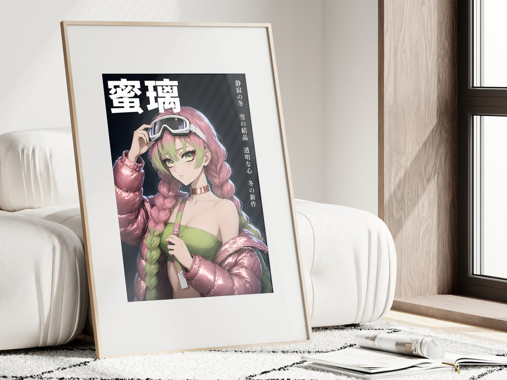 Demon Slayer Mitsuri Metallic Puffer Portrait Anime Poster — i01462