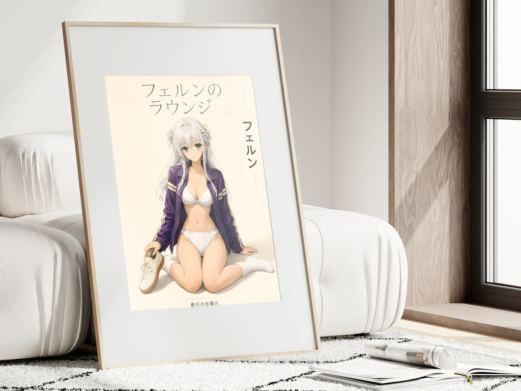 Frieren Silver-Haired Lounge Fashion Anime Poster — i01462