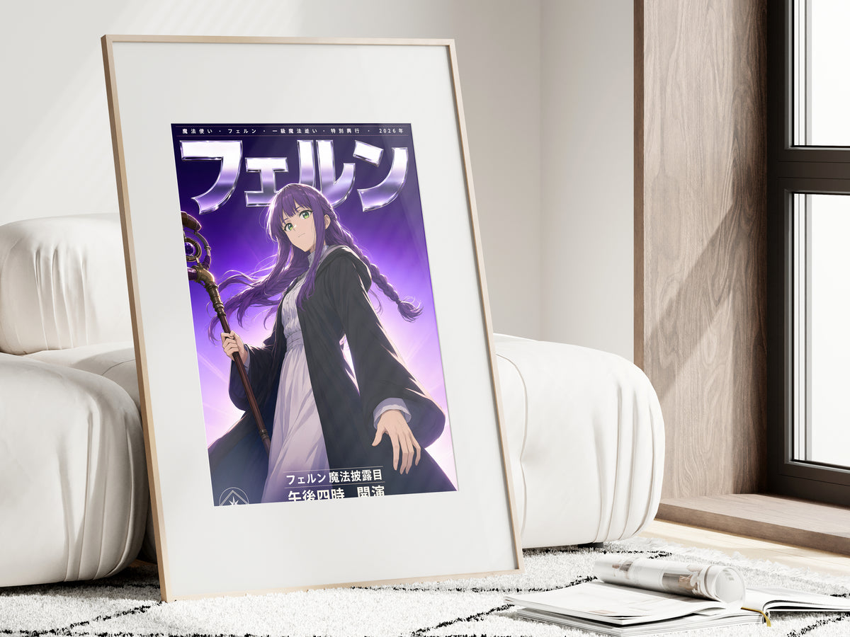 Frieren Fern Purple Chrome Portrait Anime Poster — i01462