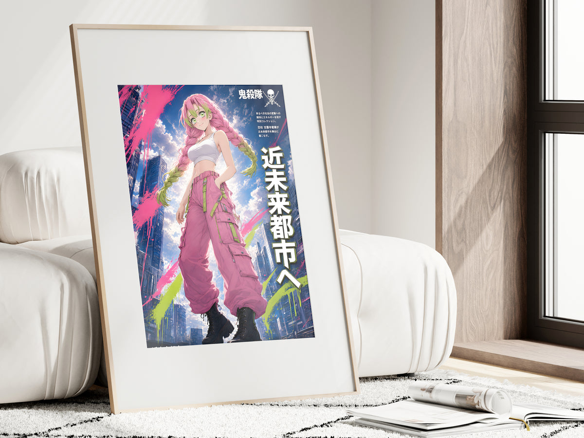 Demon Slayer Mitsuri Future City Streetwear Anime Poster — i01462