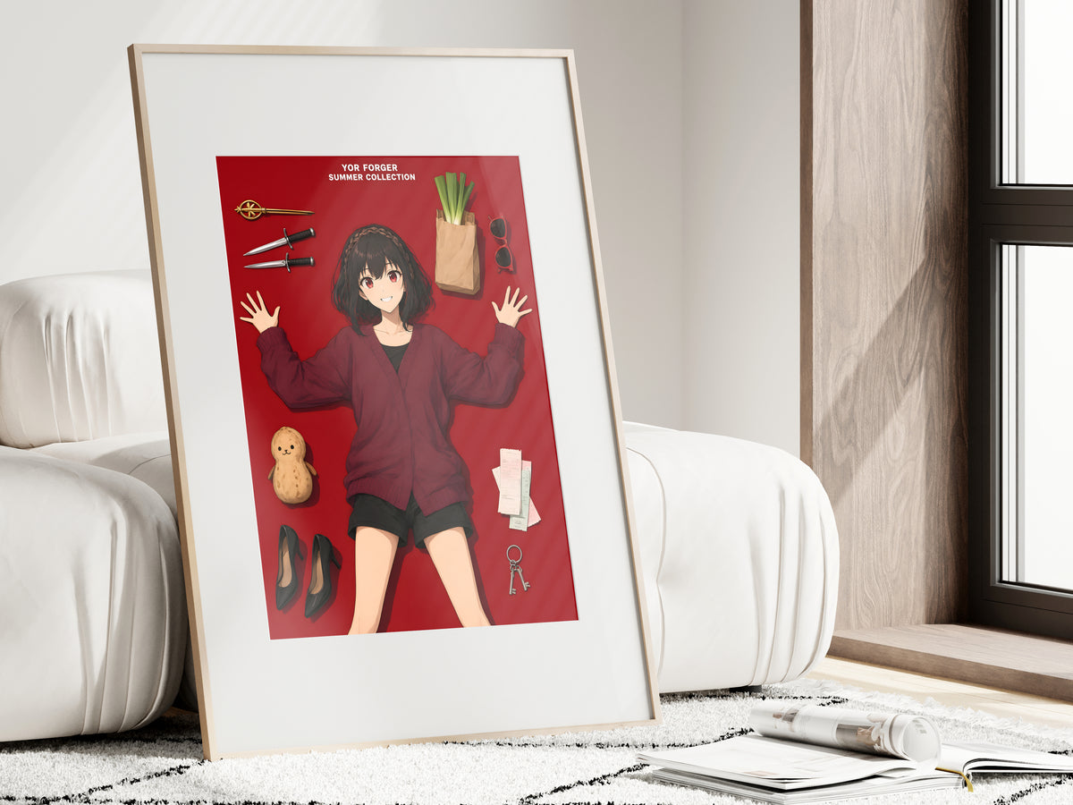 Spy x Family Yor Red Flatlay Editorial Anime Poster — i01462