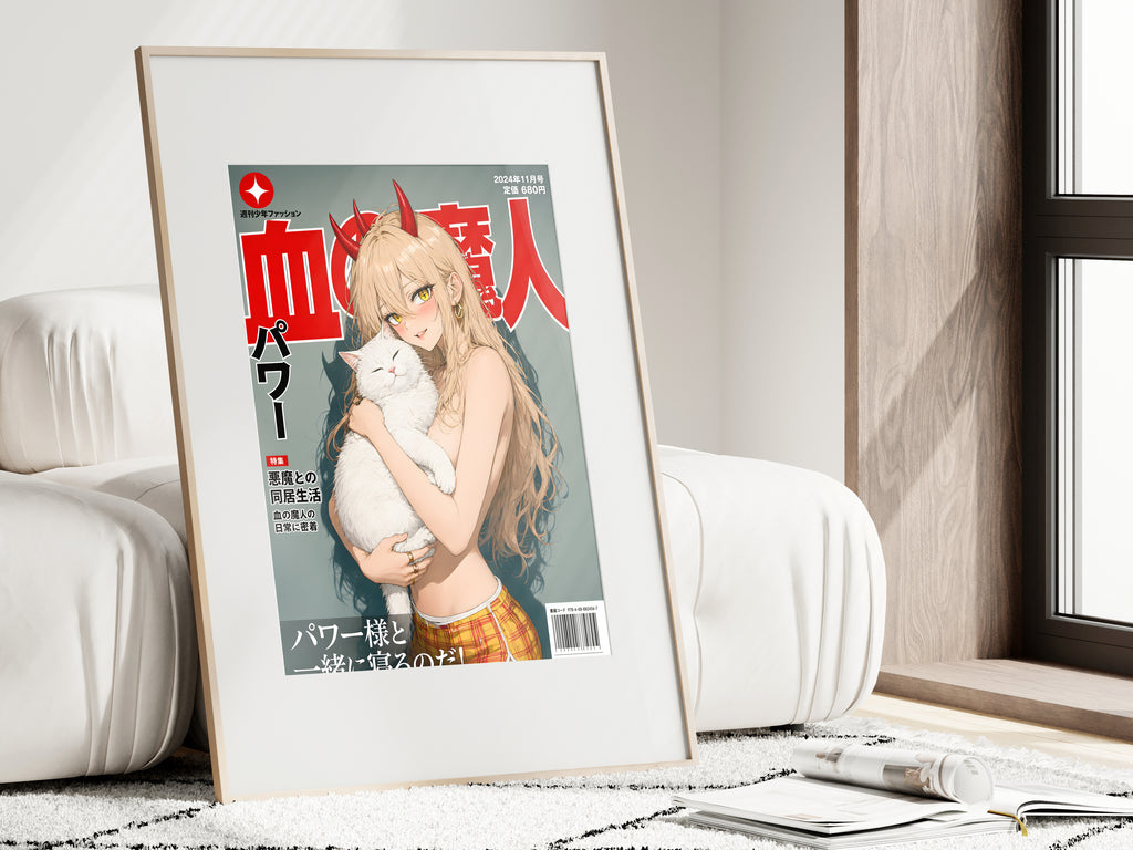 Chainsaw Man Power Meowy Cat Magazine Anime Poster — i01462