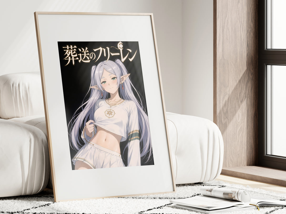 Frieren White Crop Top Portrait Anime Poster — i01462