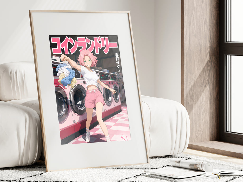 Naruto Sakura Pink Laundry Day Anime Poster — i01462