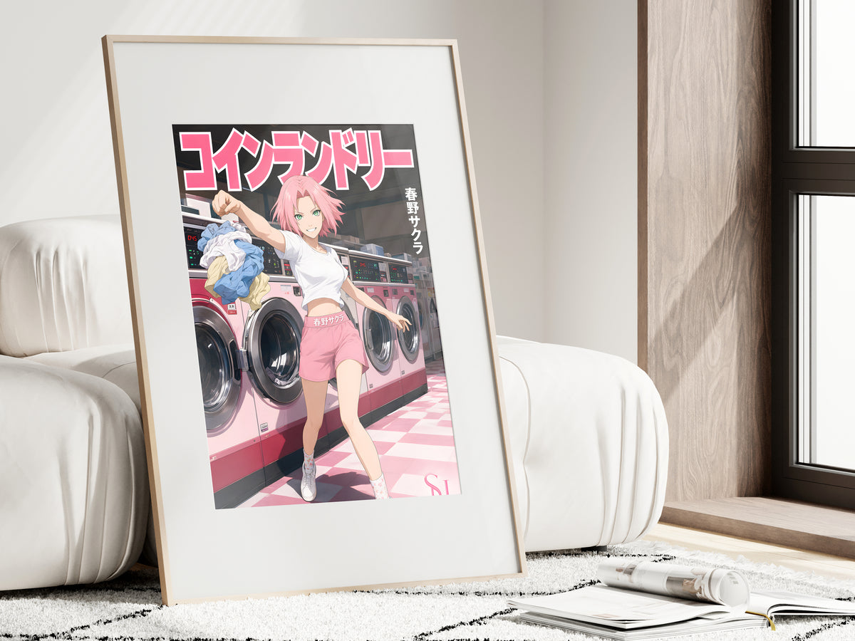 Naruto Sakura Pink Laundry Day Anime Poster — i01462