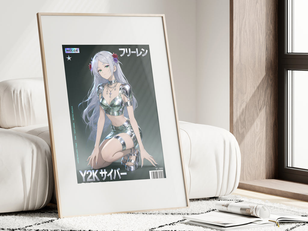 Frieren Metallic Y2K Fashion Anime Poster — i01462