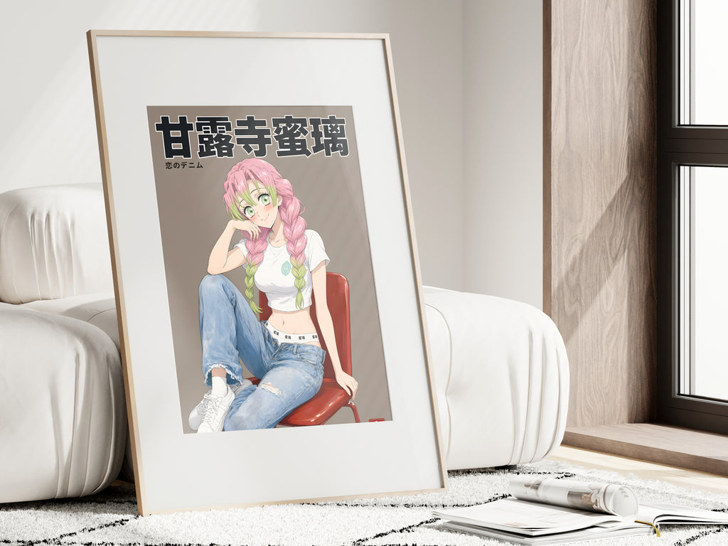 Demon Slayer Mitsuri Denim Studio Portrait Anime Poster — i01462