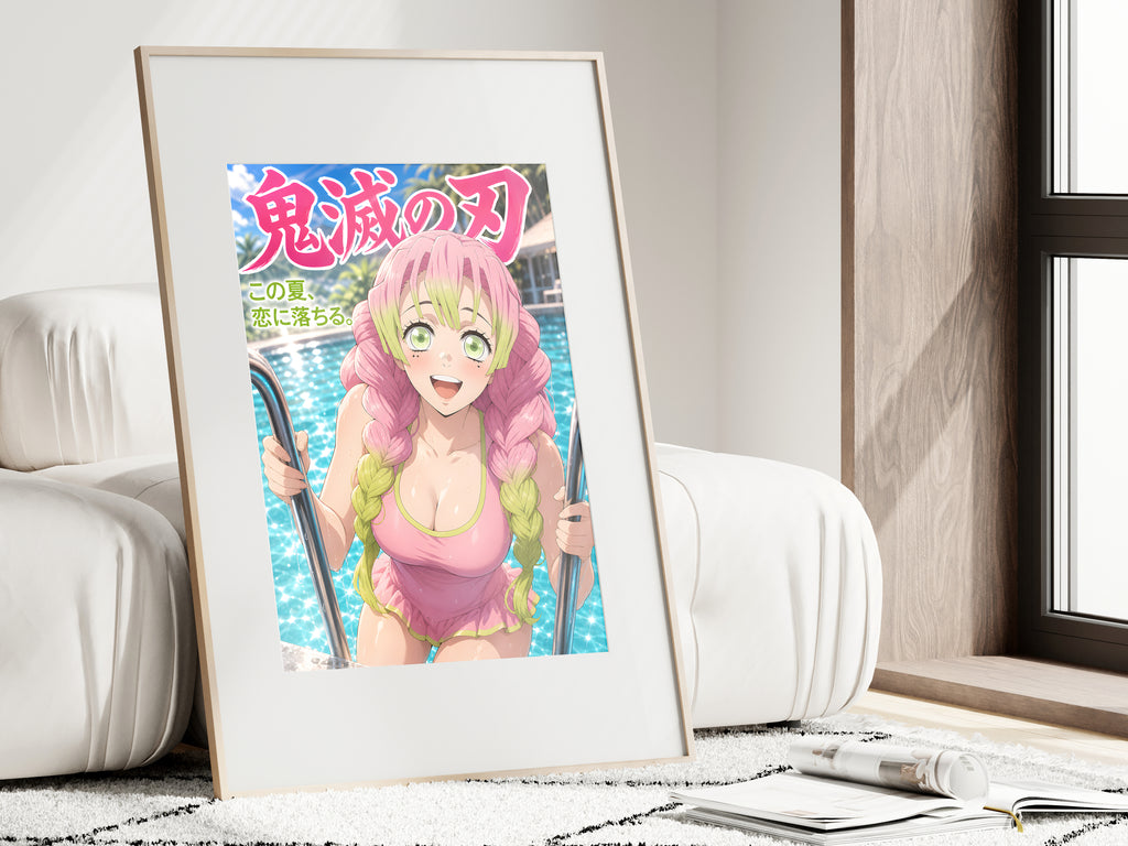 Demon Slayer Mitsuri Pool Ladder Splash Anime Poster — i01462