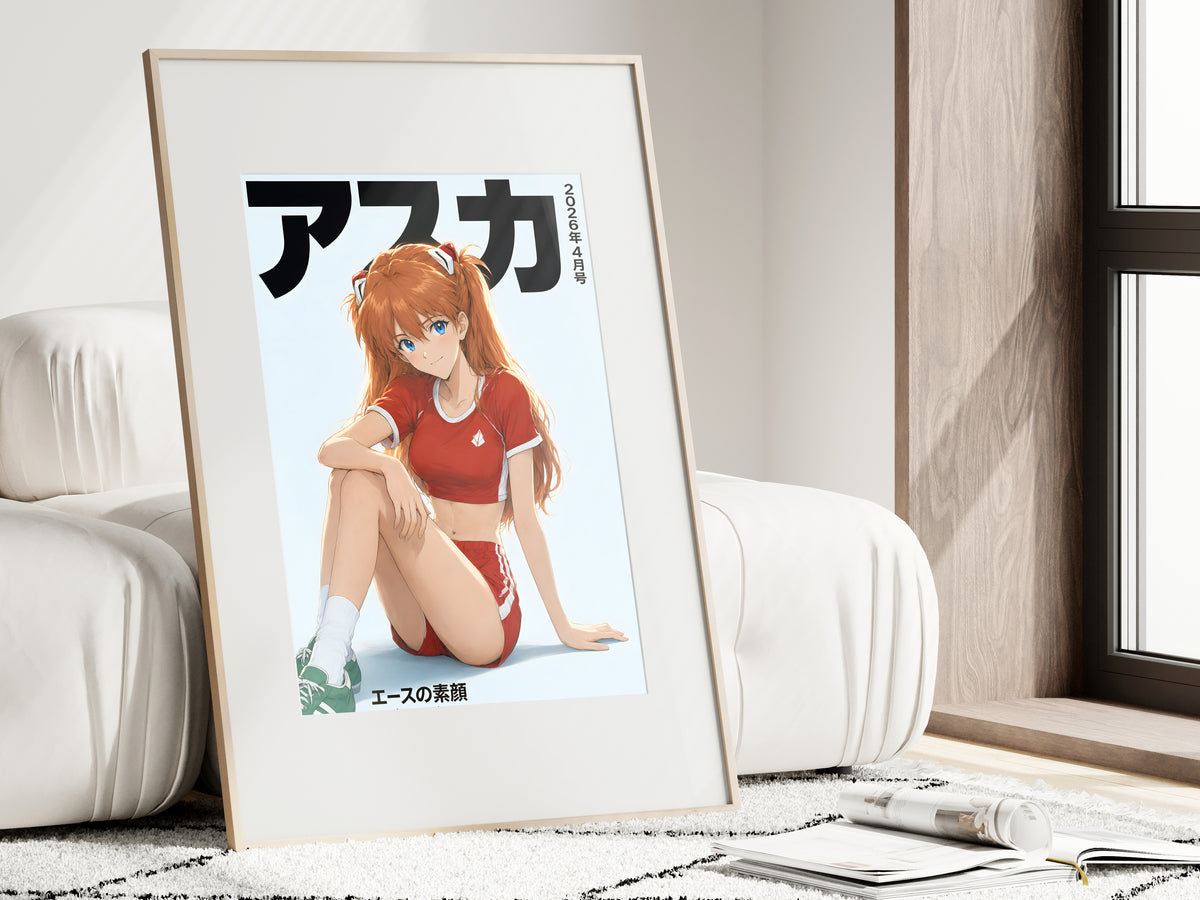 Evangelion Asuka Red Sports Cover Anime Poster — i01462