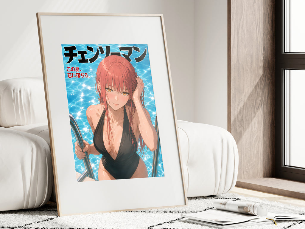 Chainsaw Man Makima Poolside Swimsuit Portrait Anime Poster — i01462