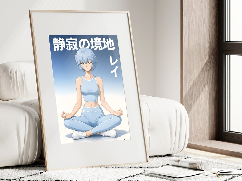 Evangelion Rei Blue Activewear Meditation Anime Poster — i01462