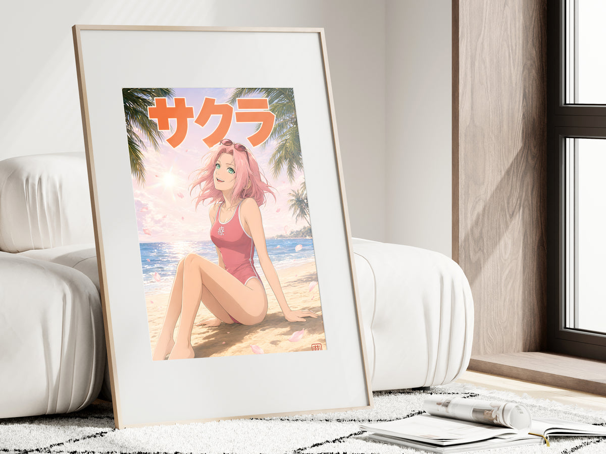 Naruto Sakura Tropical Beach Anime Poster — i01462