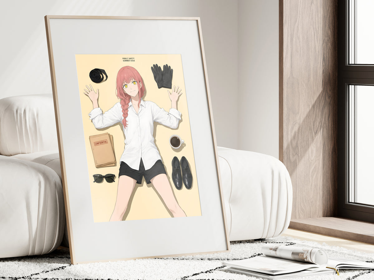 Chainsaw Man Makima Cream Flatlay Editorial Anime Poster — i01462