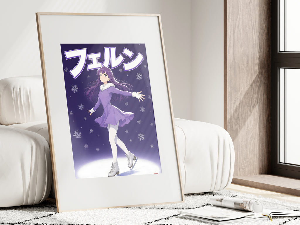 Frieren Fern Purple Ice Skating Anime Poster — i01462